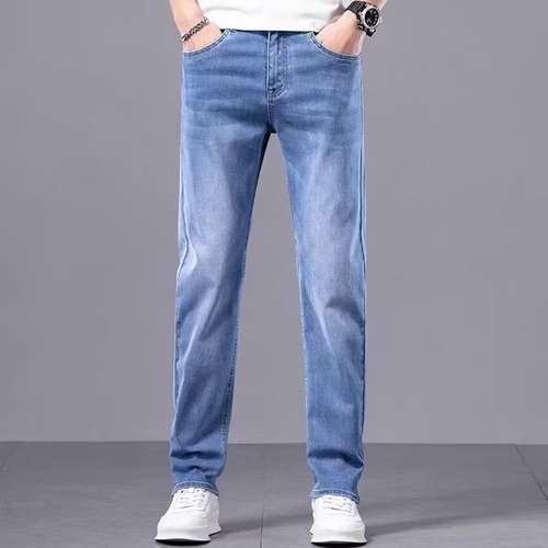 Selected Deep Blue Men's Four-Season Straight Leg Jeans with Korean Style Trendy Tapered Straight Pants