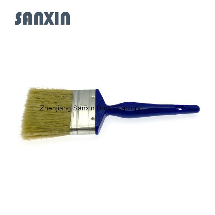 工厂供应1-4寸蓝色塑料柄油漆刷 扁型白色猪鬃毛扫中东市场油漆刷