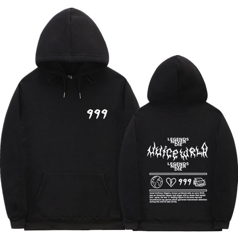 Rapper Juice Wrld 999 Letter Fashion Hoodie Men's and Women's Rib Hem Sweatshirt Rapper Juice Wrld 999 Letter Fashion Hoodie Men's and Women's Rib Hem Sweatshirt