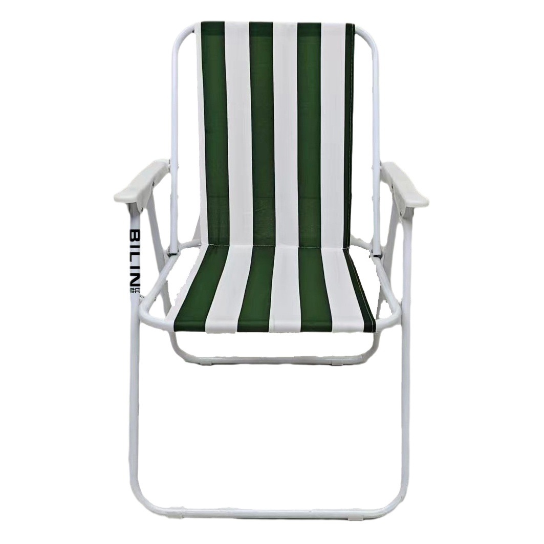 Portátil al aire libre plegable Silla de playa ocio pesca silla tubo de hierro Oxford tela con apoyabrazos respaldo reclinable Silla de primavera