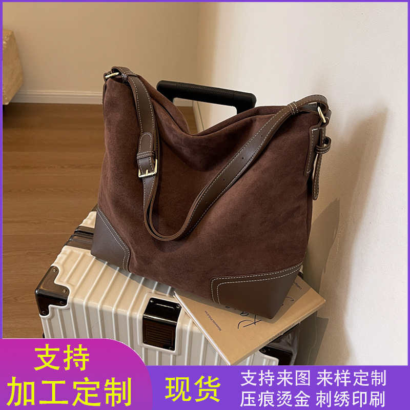 Women's large-capacity shoulder bag, bucket tote bag, vintage style, cross-border bestseller, minimalist commuter bag, underarm bag Women's large-capacity shoulder bag, bucket tote bag, vintage style, cross-border bestseller, minimalist commuter bag, underarm bag