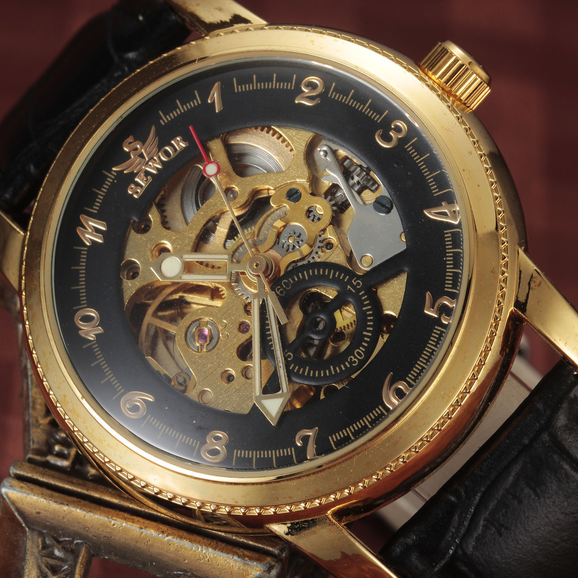 SEWOR reloj mecánico de vidrio hueco transparente reloj de hombre comercio exterior comercio electrónico venta caliente reloj mecánico automático