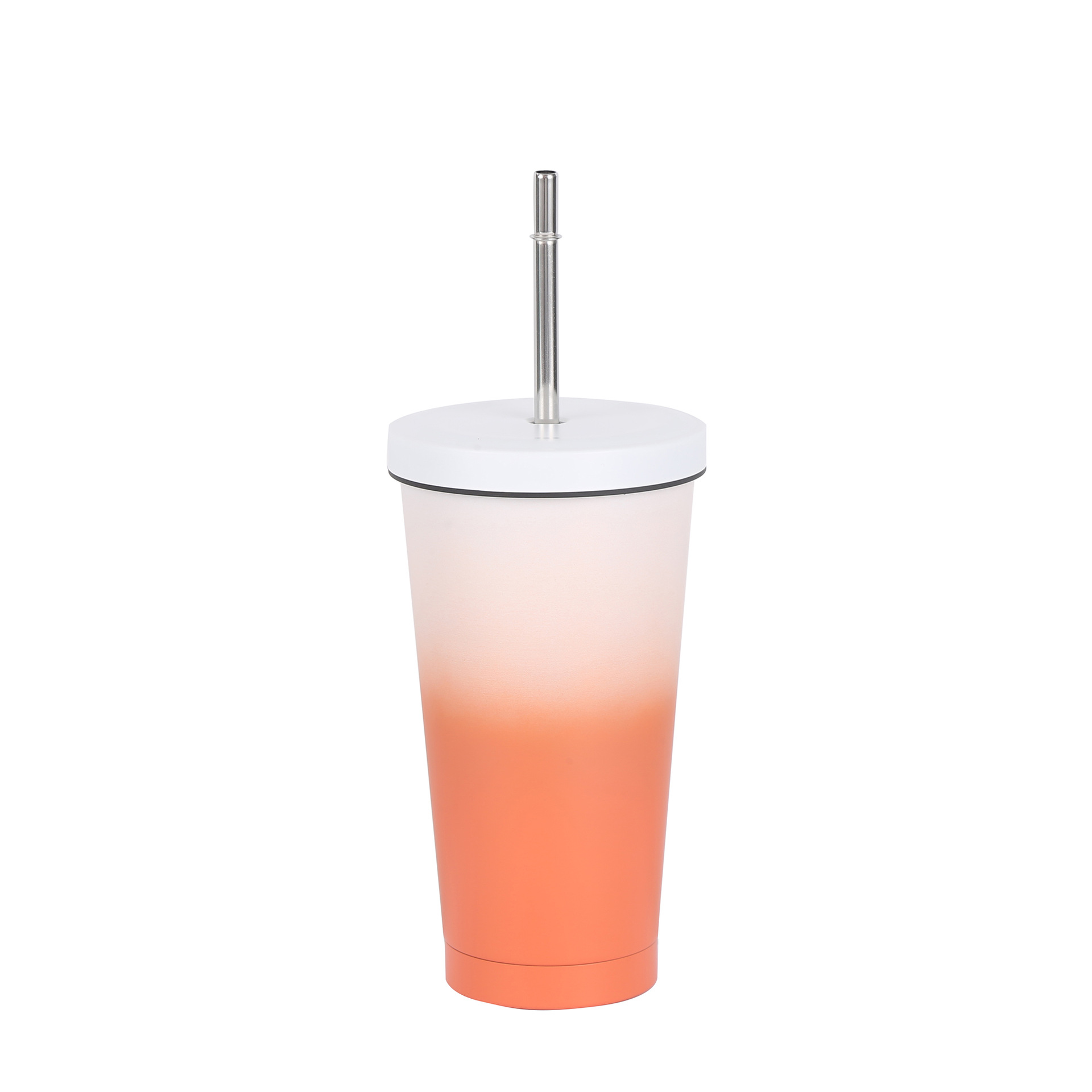 Taza de paja de acero inoxidable de color gradiente de gran capacidad taza de café taza de vacío de doble capa taza de aislamiento de calor taza de té de leche casual