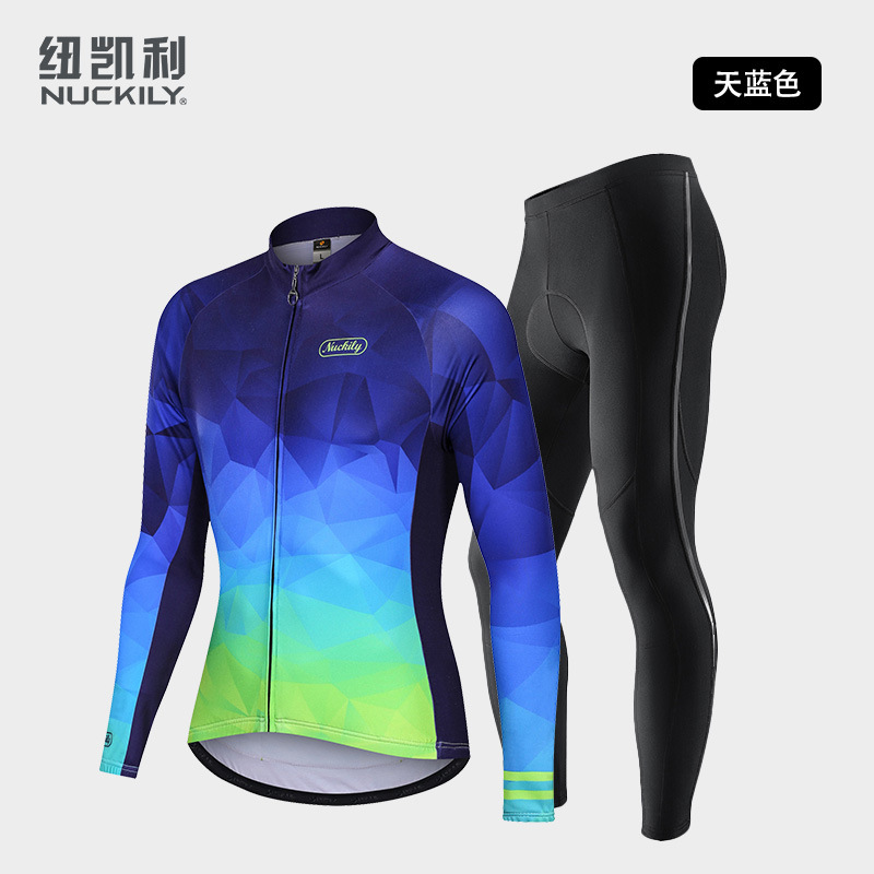 NUCKILY New Men's Mountain Bike Riding Suit Silicone Cushion Outdoor Fleece Riding Suit Autumn and Winter