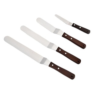 Wooden handle baking bread cake kisser 10 inch 8 inch 6 inch 4 inch stainless steel spatula DIY tools cream spatula