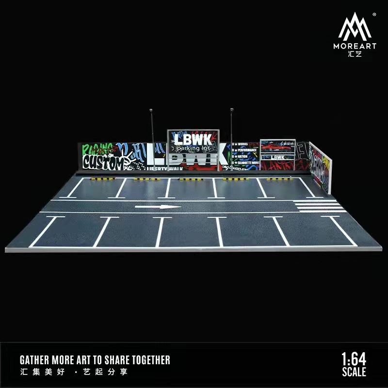 Estacionamiento modelo escena 1:64 simulación de aleación modelo de coche de juguete de almacenamiento de coches pantalla de luz decoración regalo