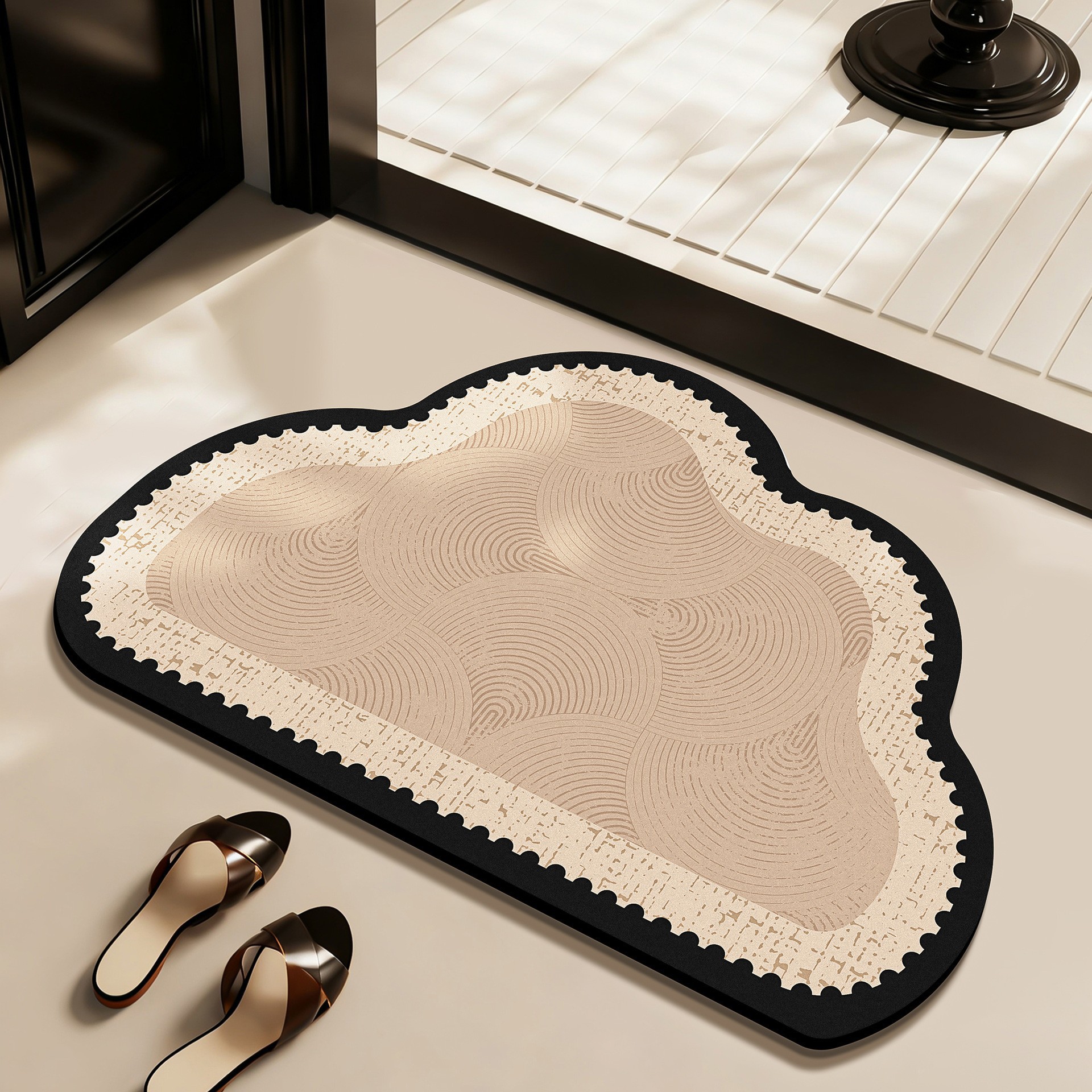 Absorción de agua alfombra antideslizante en la puerta del baño, alfombra de baño francesa retro, alfombra de baño