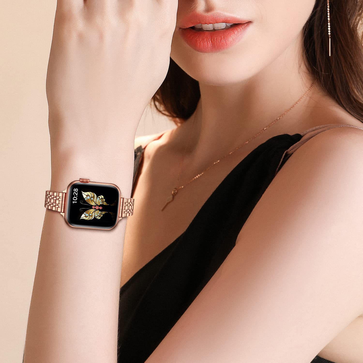 92g Weight Smart watch strap Classification Alloy Material Multicolor, Solid Color Pattern Elegant Style Elegant Multicolor Solid Color Smart Watch Strap 13