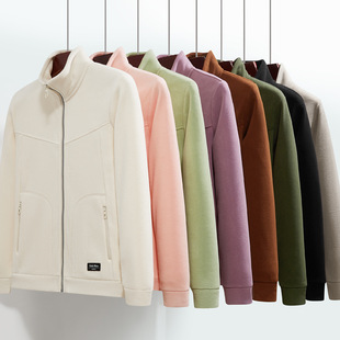 Factory direct couples fleece fleece-lined thickened autumn and winter women's fleece leisure sports stand collar warm coat