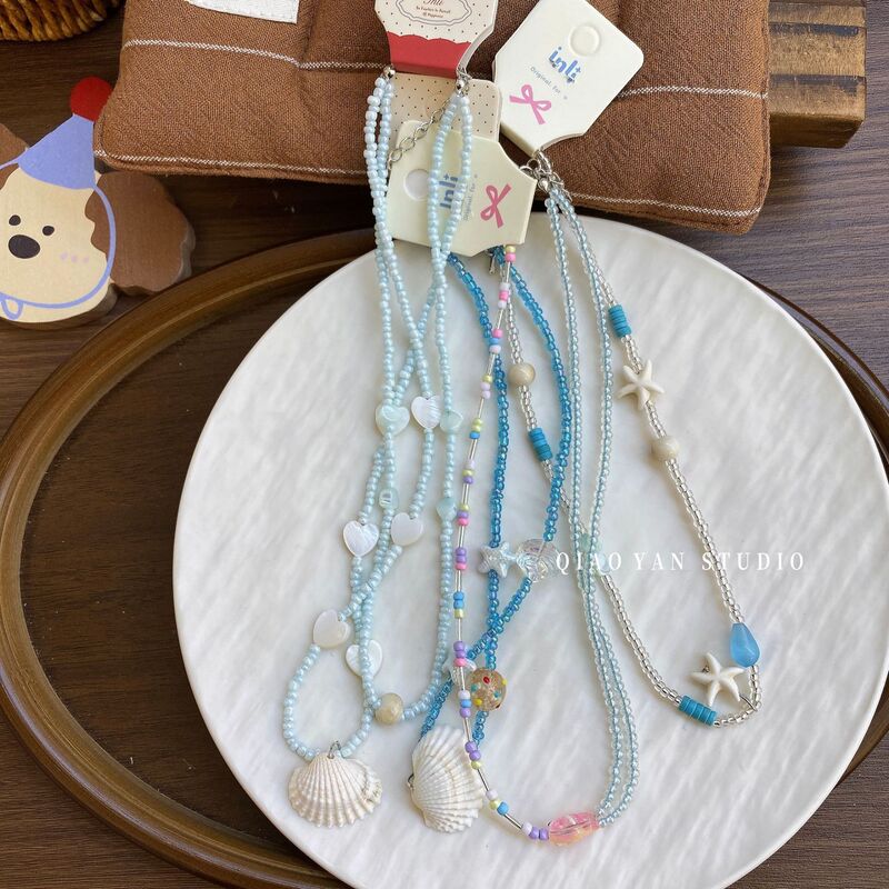 Summer Seaside New Style Beach Shell Fish Clavicle Necklace Colorful Dopamine Cute and Sweet Children's Accessories
