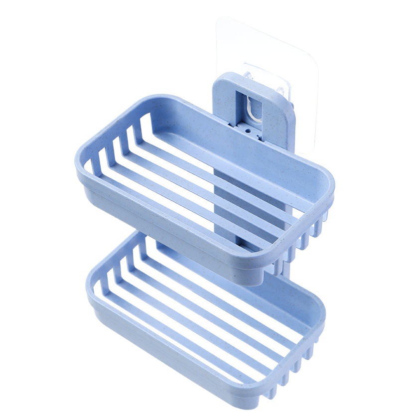 Caja de jabón sin perforaciones Baño de drenaje caja de jabón montada en la pared estante de almacenamiento de baño ventosa doble capa titular de jabón hogar image 1
