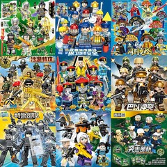 特警人仔積み木盲袋玩具戦警突撃部隊人形プラスチック小粒合わせクロスボーダー特殊兵