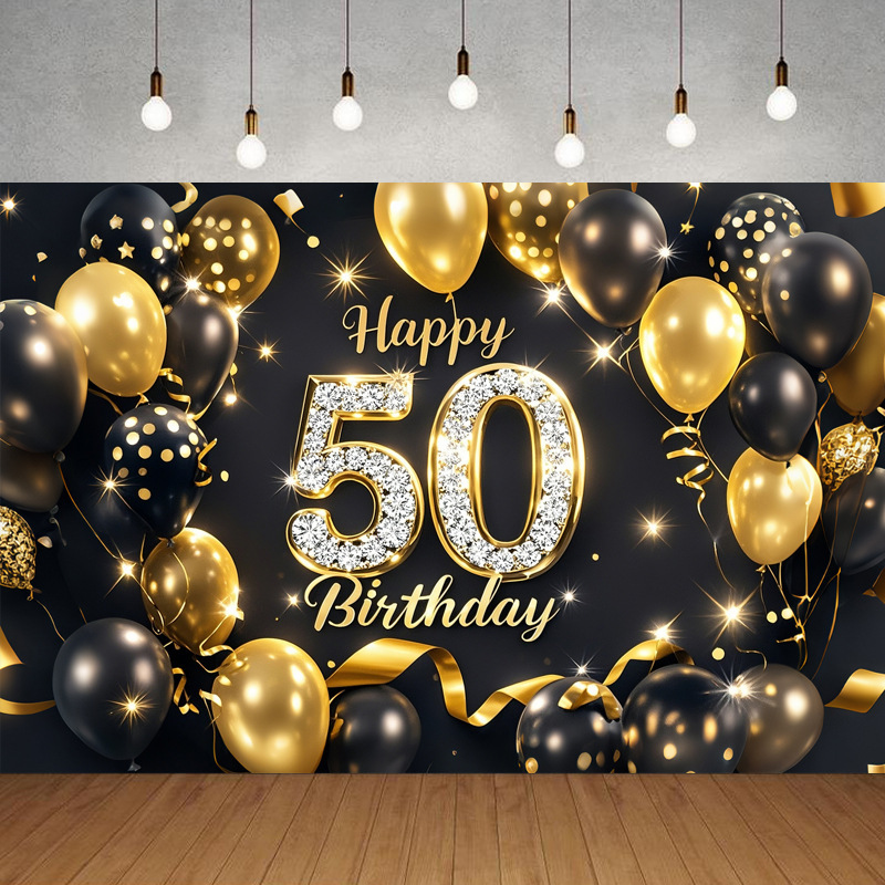 Nueva tela de fondo de feliz cumpleaños transfronteriza, carnaval de fiesta, serie principal de decoración de escenas, banner de cumpleaños