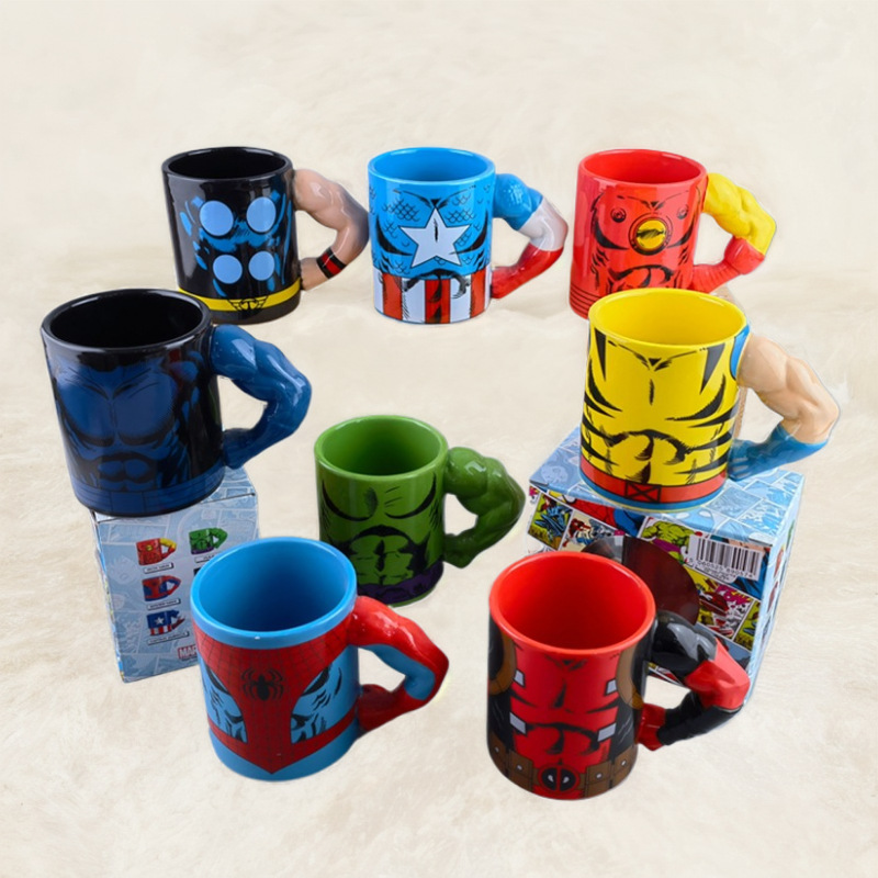 League of Legends Muscle Man Taza de cerámica Anime Capitán América Taza DeadPool Mug Taza de cerámica Taza de agua