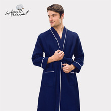 现货批发华夫格浴袍男士春秋长款睡袍酒店宾馆民宿浴衣bathrobe棉
