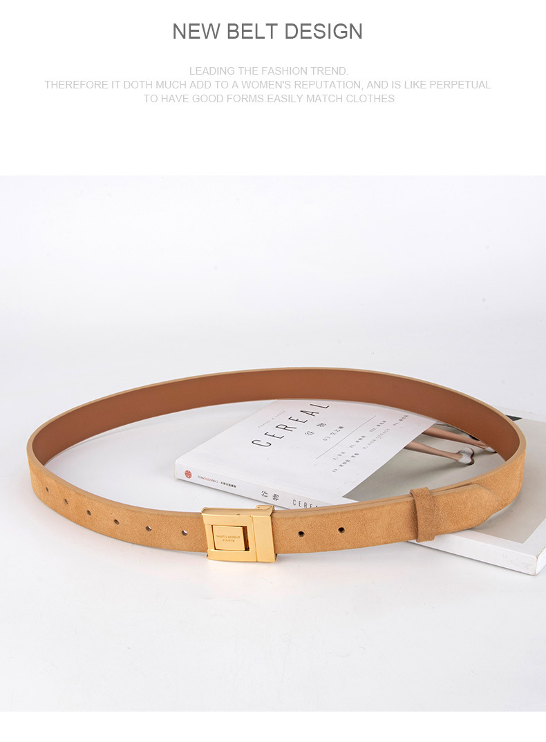 All Seasons Season Women's Gender Plating Design Retro Classic Style Solid Color Two-Layer Cowhide Alloy Leather Plating Women's Leather Belts