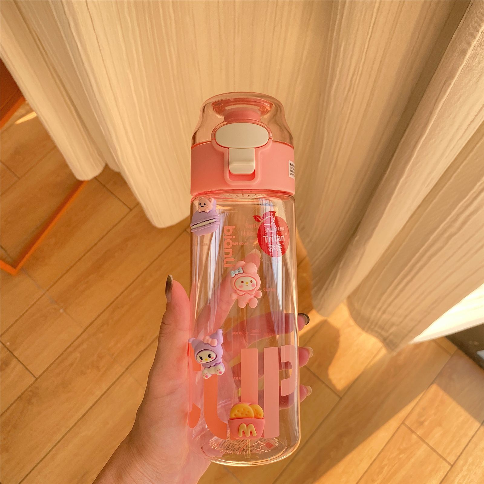 Sanrio taza de agua niñas estudiante de alta apariencia taza de plástico tritan alta temperatura resistente verano lindo niños taza de agua