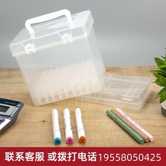 Factory white marker pen storage bucket 48 colors transparent pen bucket function portable plastic stationery box wholesale
