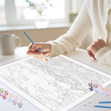 diy数字油画手工涂色填色填充油彩画丙烯礼物颜料照片手绘装饰画