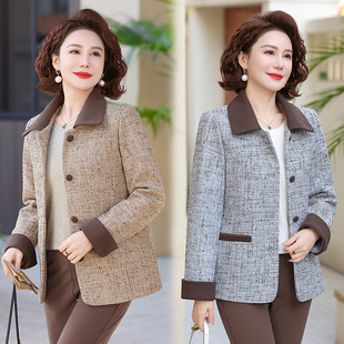 Ladieswear's Clothing Spring and Autum 2025 Outwears for Middle-Aged and Elderly Women New Spring and Autum Clothing Lapel Loose Style Tops and Jackets