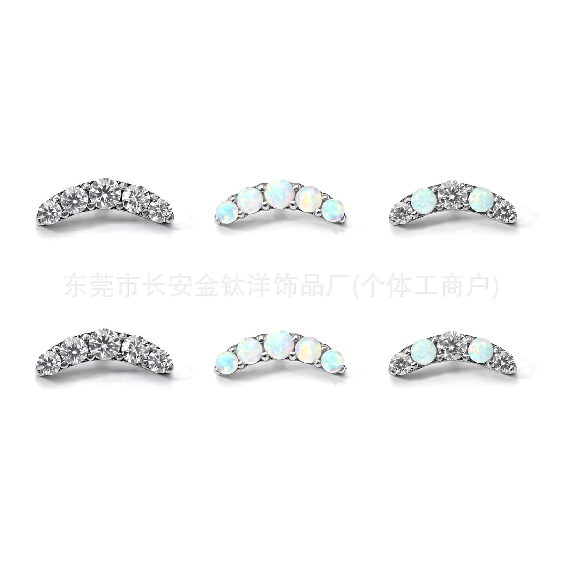 F136 Titanium Five-Row Zircon Lip Piercing Ear Bone Stud G23 Titanium Alloy Body Piercing Jewelry detail image 8