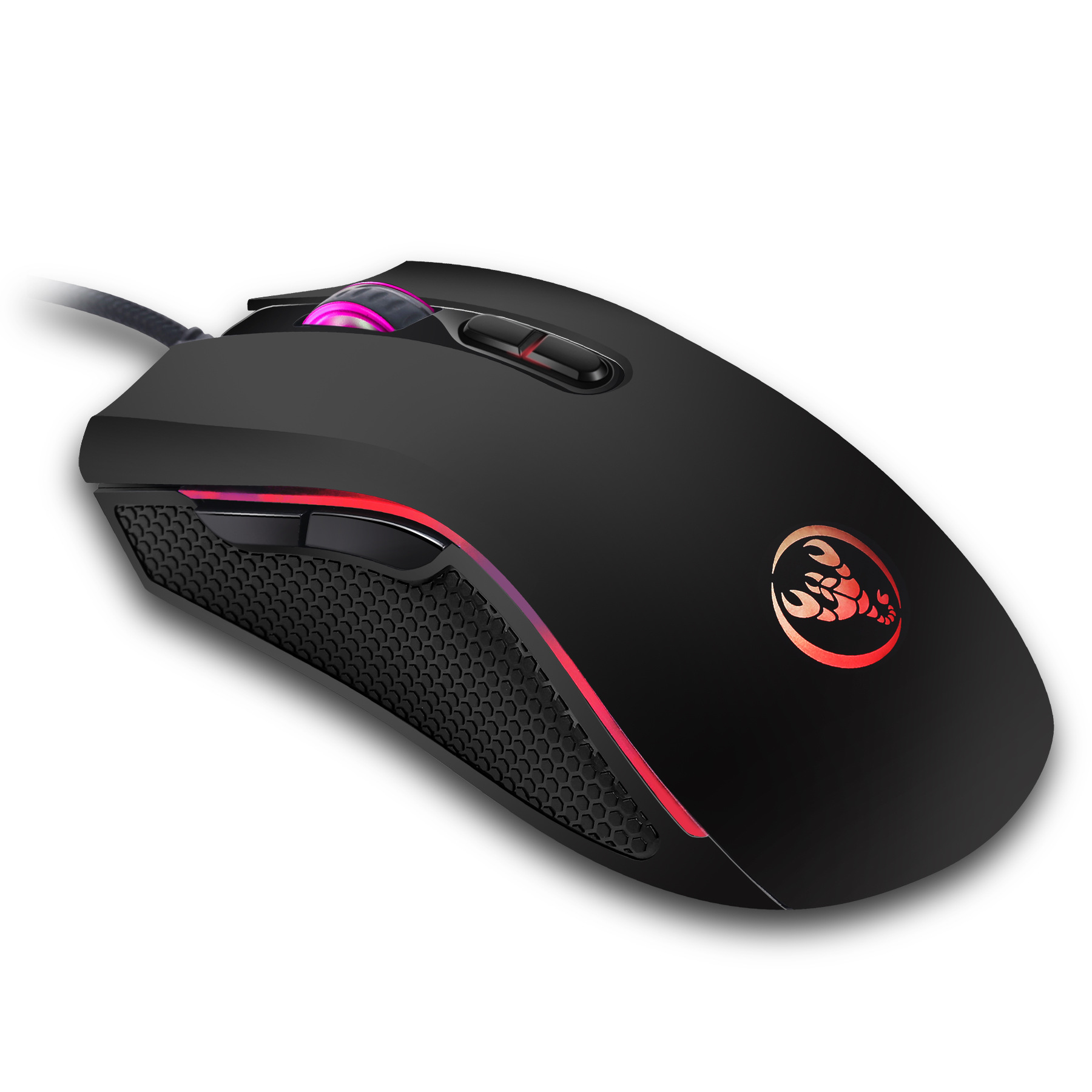 Souris filaire 2024 blanche 3200 dpi, toucher mat 7D, poignée colorée, confortable, lumière éteinte_voghion.com