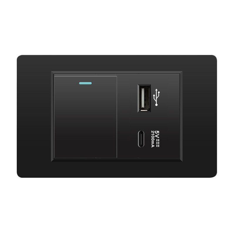 外国貿易スイッチソケット黒 PC パネル壁東南アジアタイ 6 穴台湾ソケット 20Wtype-c|undefined