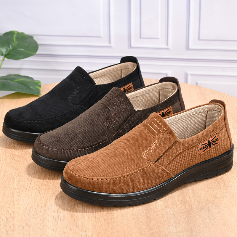 Men's Loose-fitting Casual Shoes, Old Beijing Fabric Shoes, Breathable Thick Insoles, Soft Soles, Suitable for Middle-aged and Elderly Men, Father's Shoes, Lightweight and Non-slip