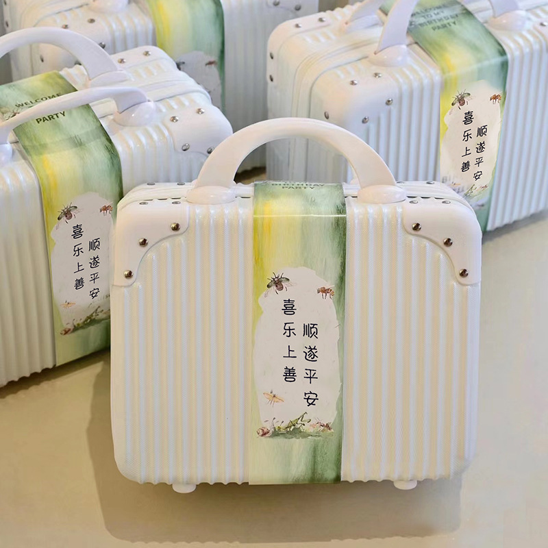 Mini Suitcase Makeup Case 14inch Gift Suitcase Small Travel Storage Box Gift Packaging Box with Girdle Strap
