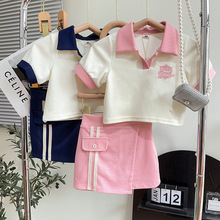 女童夏装套装2023新款时髦洋气女孩子儿童短袖短裤两件套GC0156