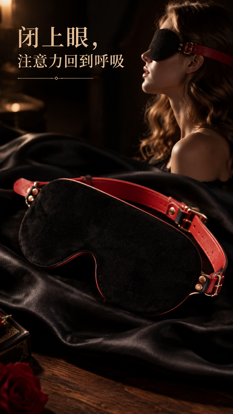 Adult Couples Bondage Restraint Kit in PU Leather with Metal Handcuffs, Black-Red — detail image 33