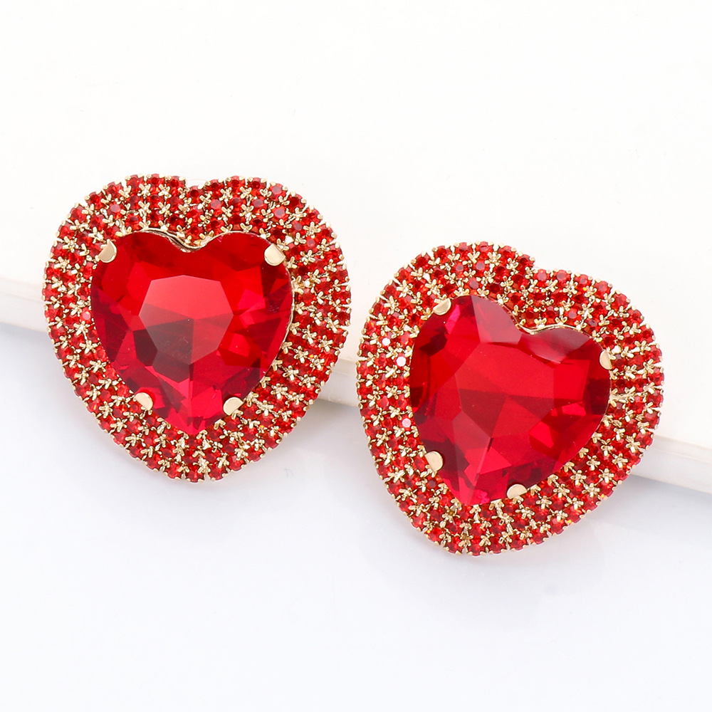 fashion heart-shaped alloy diamond earrings