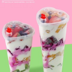 クリエイティブホームオフィスミルクティーショップ使い捨てプラスチックカップラブカップ肥厚 500/700 ハート型射出成形カップ