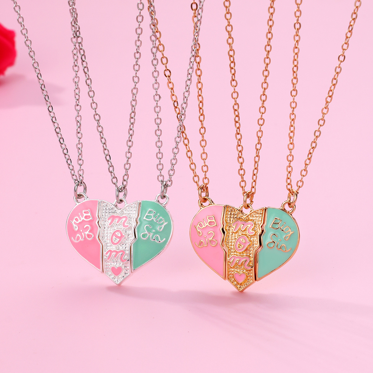Cartoon Style Heart Shape Alloy Enamel Plating Mother's Day Mother&daughter Mother&son Pendant Necklace display picture 7