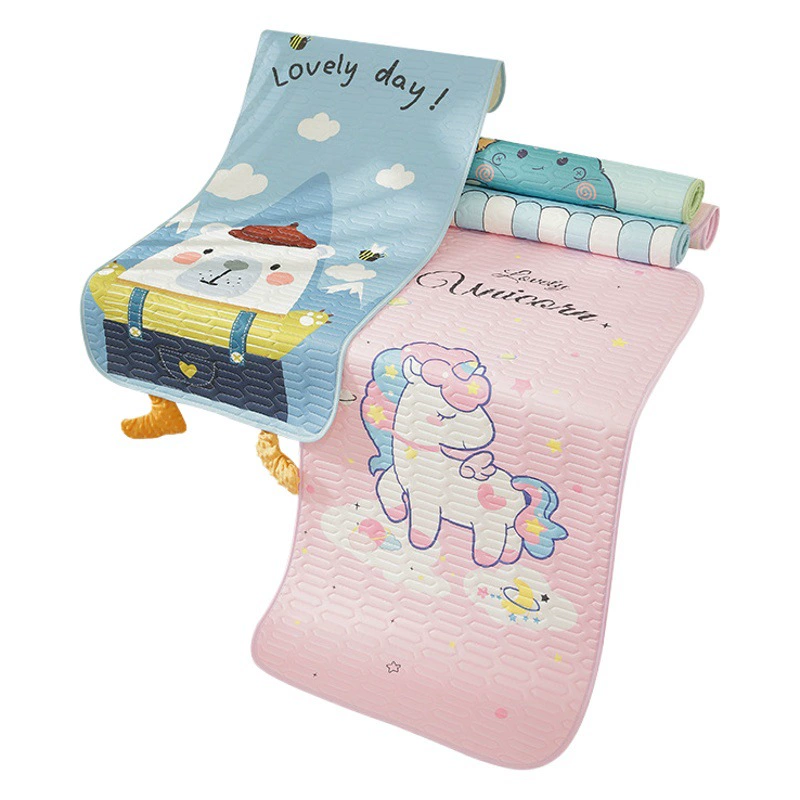 Новый летний детский латексный коврик для детского сада, ледяной Шелковый коврик, из двух частей, детский коврик с кондиционером, милый мультяшный коврик