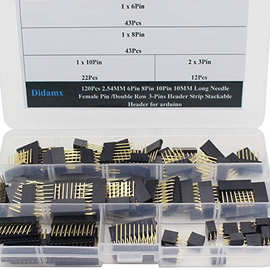 120Pcs2.54MM6Pin8Pin10Pin10MM长针母插针双排3针排针可堆叠排针