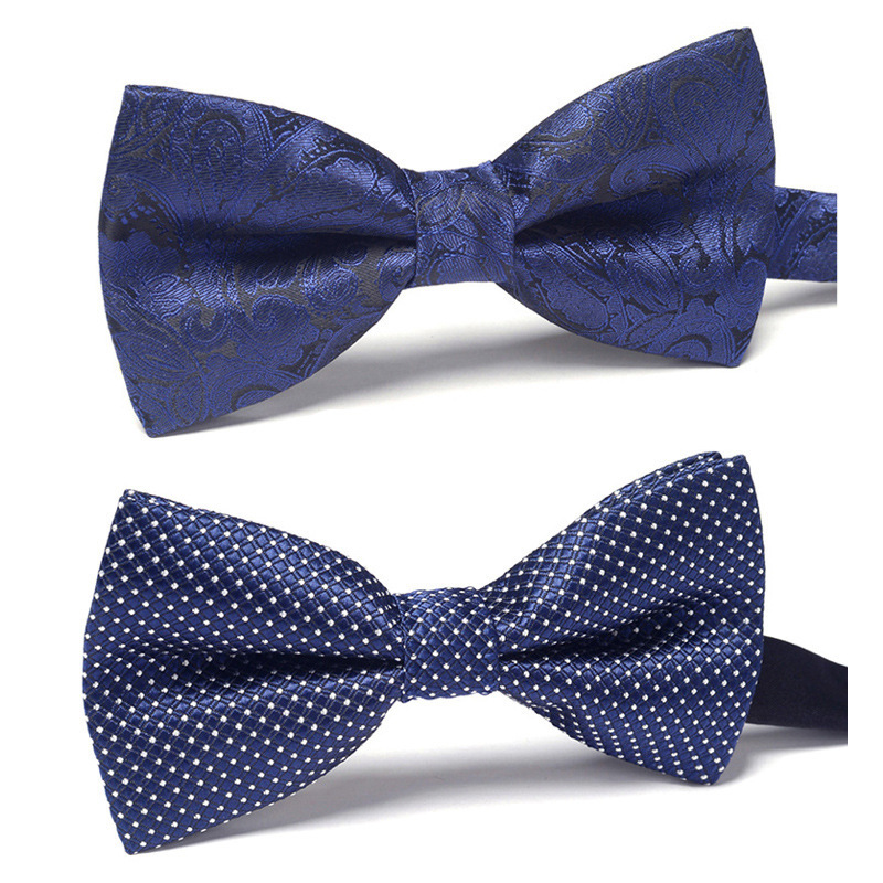 Bow Tie Men's Wedding Groom and Best Man Formal Shirt Performance Brother Group Blue Pattern Bow Tie Factory Source