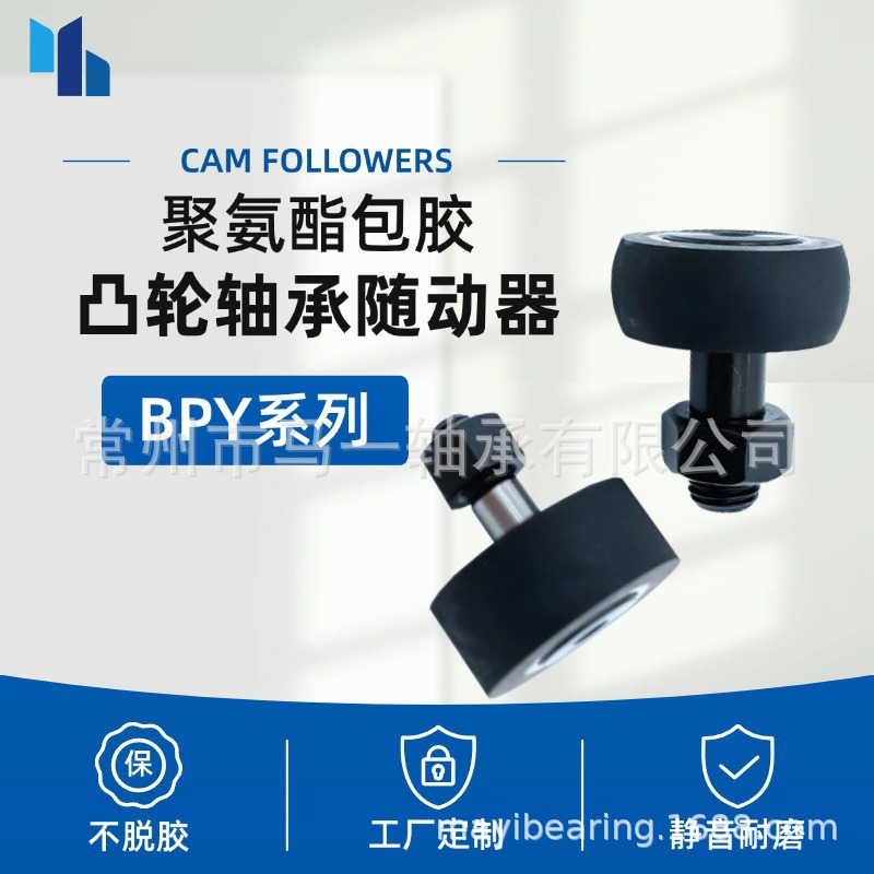 包胶不锈钢凸轮轴承随动器BPY23-d12-PP圆柱型BPY32-d12-PP球面型