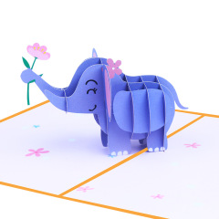 かわいい小象祝日グリーティングカード誕生日プレゼントメッセージカード創意3d動物立体グリーティングカード洗礼通用カード