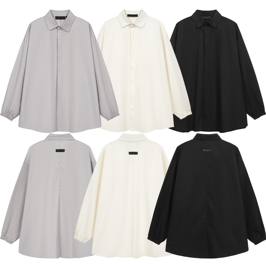 23FW marca nueva serie FOG ESSENTIALS carta de color sólido adhesivo camisa de manga con cordón de longitud media