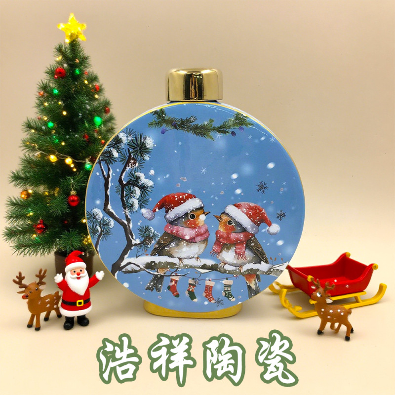 跨境圣诞节装饰品陶瓷花瓶客厅摆件北欧风家居餐桌彩绘插花厂家|undefined