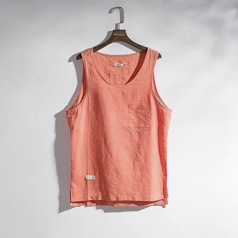 summer Cotton and hemp vest leisure time Solid motion Bodybuilding Men's Easy waistcoat Flax Sleeveless T-shirt Exorcism