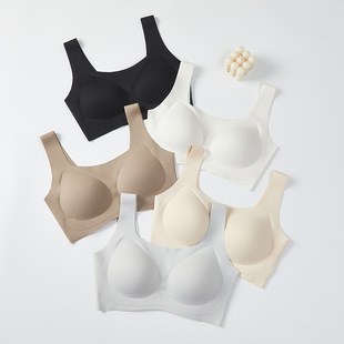 Sports underwear women's push up small chest summer breast seamless wireless back beauty sleep vest bra thin