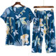 Mom Pajamas Spring and Autumn Women's Middle-aged and Elderly Short-sleeved Suit Cotton Silk Home Clothes Artificial Cotton Women's Casual Large Size Summer