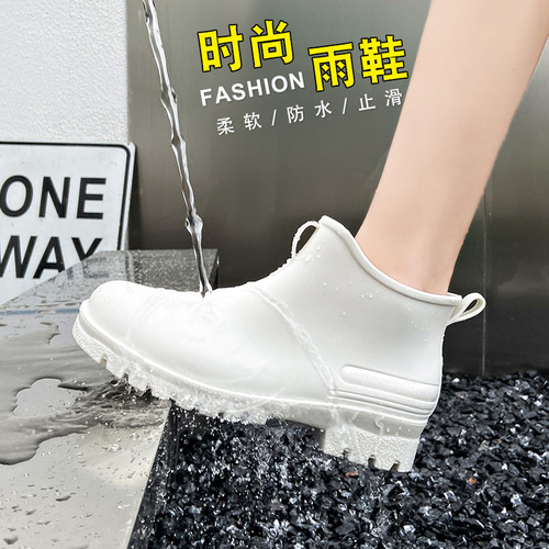 Cross-border Chelsea new short-tube fashionable rain boots for women, 2024 low-top thick-soled non-slip couple rain boots for outerwear