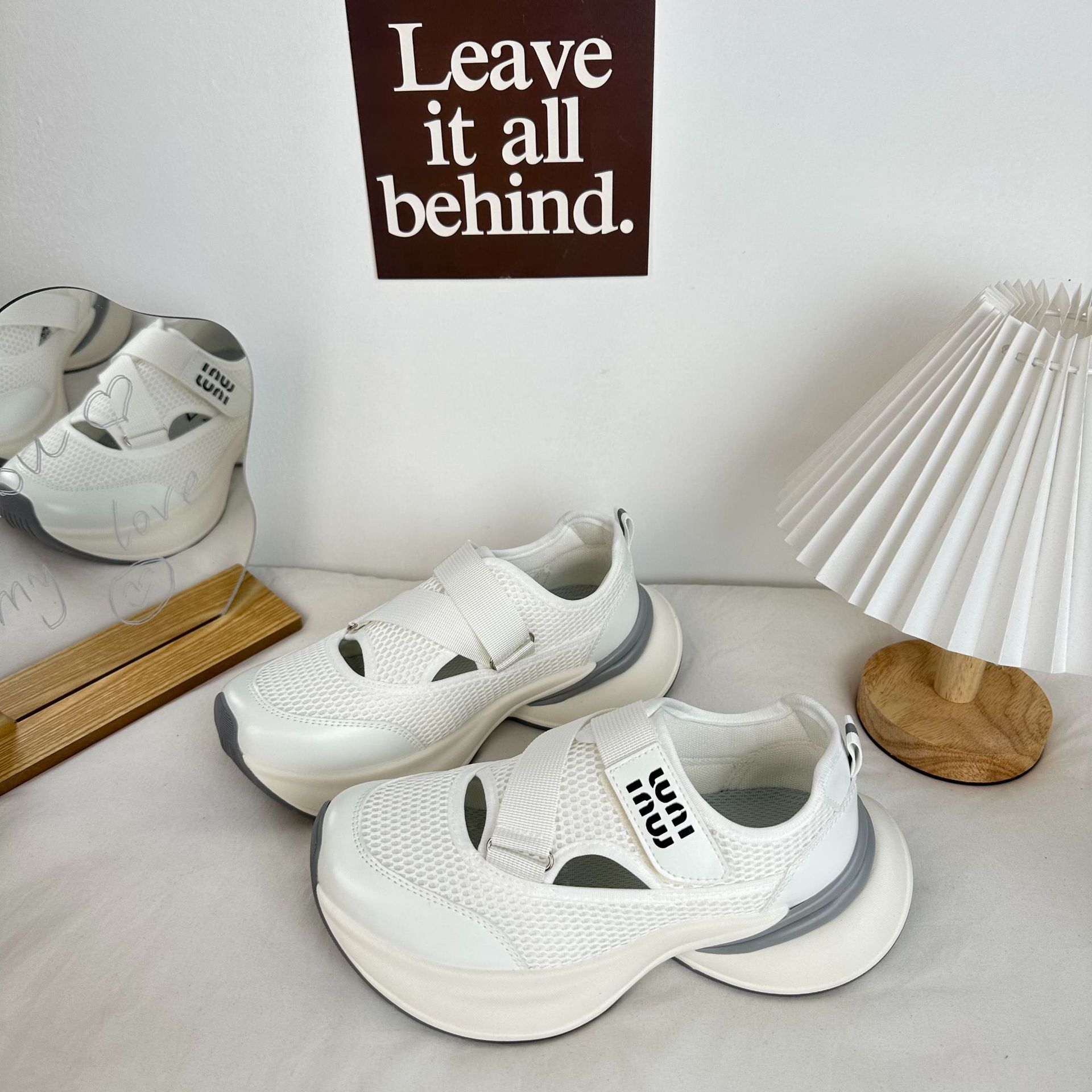 Yuanbo 2024 verano, zapatos de malla transpirables, zapatos coreanos, zapatos blancos, zapatos blancos, zapatos