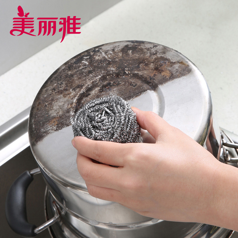 Meliya スチールワイヤーボールは錆びず、パンくずが落ちず、ワイヤーが落ちないクリーニングボールです。キッチンブラシポット食器洗いクリーニングボールです。