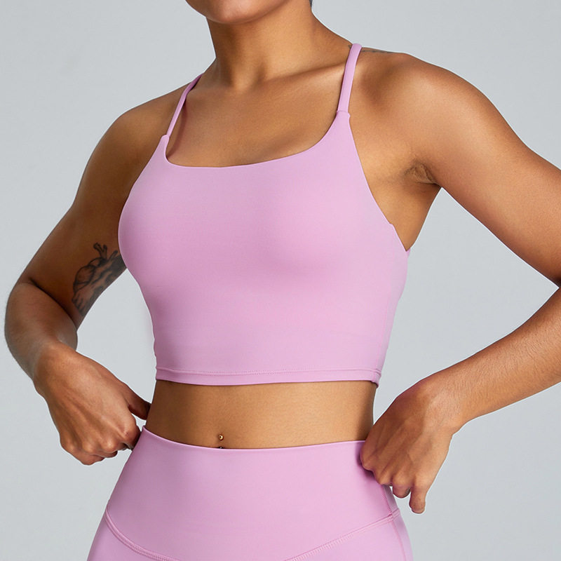 Primavera y verano nueva ropa interior deportiva desnuda para mujer chaleco deportivo espalda cruzada chaleco de yoga sujetador de fitness de secado rápido