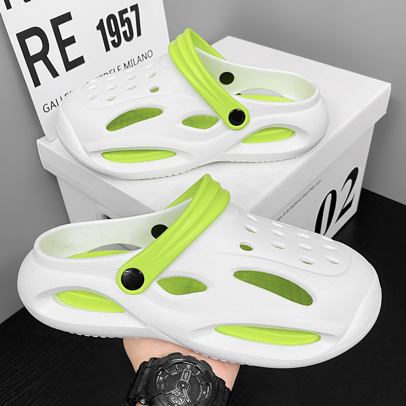 Transfronterizo 2025 verano nuevo desgaste ventilador bicolor ocio suave suela antisucio sandalias agujero zapatos agujero image 3