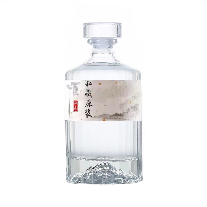 小紅書爆金角型500ml 750ml晶白材ガラスワイン白酒洋酒ウイスキーボトル蓋付き|undefined